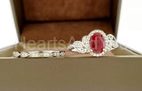 2.2ct Oval Cut Simulated Pink Ruby Halo Ring Infinity Band 14k White Gold Plated
