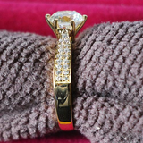 2Ct Round Diamond Solitaire Engagement Ring 14K Yellow Gold Over Two Row Accent