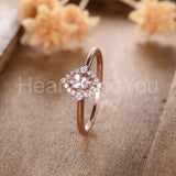 1ct Oval Cut Simulated Peach Morganite Solitaire Halo Ring 14k Rose Gold Plated