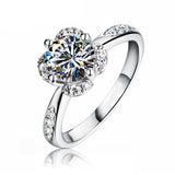 1.7ct Round Diamond Engagement Ring 14k White Gold Finish Halo Accent Solitaire