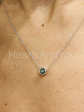 0.5ct Round Simulated Diamond Bezel Set Pendant with Chain 14k White Gold Plated
