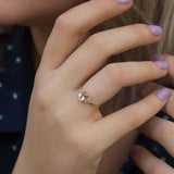 1.4ct Engagement Ring Oval Cut Morganite Diamond Petite 14k Yellow Gold Finish