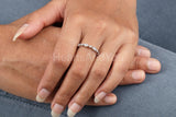 0.3ct Round Cut Moissanite Stackable Women Wedding Band 14K White Gold Plated