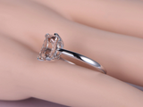 1.6ct Emerald Cut Peach Morganite Engagement Ring Solitaire 14k White Gold Over