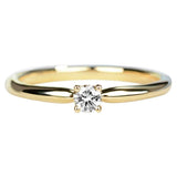 0.3ct Engagement Ring Round Cut Diamond Solitaire Design 14k Yellow Gold Finish