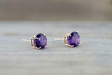 0.5ct Round Cut Purple Amethyst Solitaire Stud Earrings 14k Rose Gold Finish