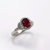 2.2ct Oval Cut Pink Ruby Engagement Ring Diamond Floral Halo 14k White Gold Over