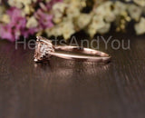 1ct Cushion Cut Simulated Morganite Cluster Engagement Ring 14k Rose Gold Plated