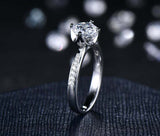 2.2ct Engagement Ring Round Cut Diamond Accents Solitaire 14k White Gold Finish