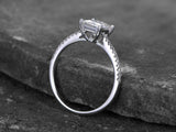 0.5ct Princess Cut VVS1D Diamond Solitaire Engagement Ring 14k White Gold Finish