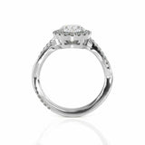 3Ct Oval Cut Diamond Twist Shank Halo Engagement Ring 14K White Gold Finish