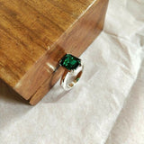 2ct Engagement Ring Cut Green Emerald Solitaire Women 14k White Gold Finish
