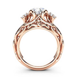 2.3ct Round Cut Diamond Engagement Ring 14k Rose Gold Finish Vintage Filigree