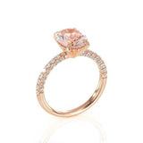 1.6ct Oval Cut Peach Morganite Diamond Accent Engagement Ring 14k Rose Gold Over
