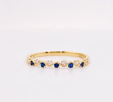 0.5ct Round Cut Simulated Blue Sapphire Wave Wedding Band 14k Yellow Gold Plated