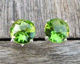 2ct Round Cut Green Peridot 4 Prong Solitaire Stud Earrings 14k WhiteGold Finish