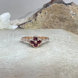 0.5ct Round Cut Simulated Pink Ruby Floral Engagement Ring 14k Rose Gold Plated