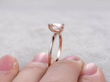 0.5ct Pear Cut Peach Morganite Solitaire Engagement Ring 14k Rose Gold Finish