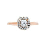 1.6ct Asscher Cut Diamond Engagement Ring Halo Solitaire 14k Rose Gold Finish