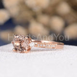 2ct Round Cut Simulated Morganite Accented Engagement Ring 14k Rose Gold Plated