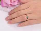 1ct Green Emerald Cut Engagement Ring Bezel Set Solitaire 18k Yellow Gold Finish