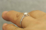 0.75Ct Round Cut Diamond Classic Solitaire Engagement Ring 18K White Gold Finish