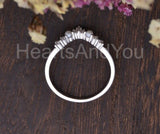 0.2ct Round Cut Moissanite Stackable Curved Wedding Band 14k White Gold Plated