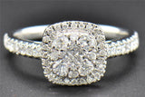 3Ct Princess Round Cut Diamond Cluster Halo Engagement Ring 14K White Gold Over