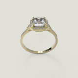 1.3ct Asscher Cut Diamond Engagement Ring Round Accent Halo 14k Yellow Gold Over