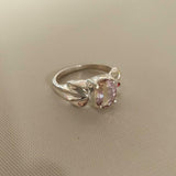 1.5ct Engagement Ring Oval Cut Peach Morganite Partywear 14k White Gold Finish