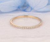 0.4ct Round Cut Moissanite Half Eternity Minimalist Band 14k Yellow Gold Plated