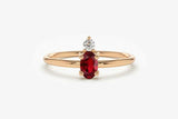 0.4ct Engagement Ring Oval Pink Ruby Two Stone Minimalist 14k Rose Gold Finish