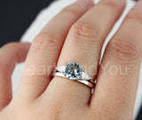2.1ct Round Cut Simulated Aquamarine Three Stone Bridal Set 4k White Gold Plated