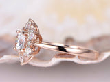 Flower Solitaire Engagement Ring 2ct Round Cut VVS1 Diamond 14k Rose Gold Finish