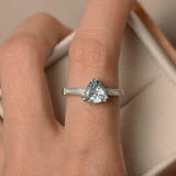 2.2ct Engagement Ring Trillion Cut Aquamarine Diamond Accent 14k White Gold Over