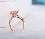 2.6ct Round Cut Peach Morganite Diamond Cluster Accent Ring 14k Rose Gold Finish