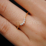 0.03ct Round Cut Moissanite Curved Women Engagement Ring 14K Yellow Gold Plated