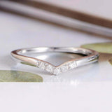 0.6ct Round Cut VVS1 Diamond Wedding Band Dainty Stackable 14k White Gold Finish