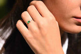 0.5ct Engagement Ring Oval Cut Emerald Teardrop Minimalist 14k YellowGold Finish