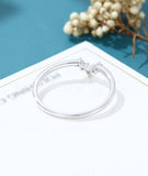 0.5ct Pear Simulated Diamond Crown Minimalist Wedding Band 14k White Gold Plated