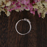 Curved Crown Wedding Ring Band 1ct Marquise Cut Diamond 14k White Gold Finish