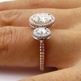 5Ct Oval Round Cut Diamond Unique Open Halo Engagement Ring 14K Rose Gold Finish