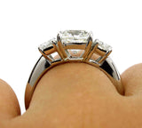 4Ct Cushion Cut Trilogy Engagement Ring 14K White Gold Finish Trapezoid Accents