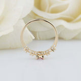 0.7ct Round Cut Pink Ruby Engagement Ring Flower Minimalist 14k Yellow Gold Over