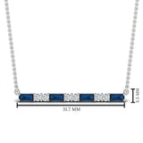 1ct Baguette Cut Blue Sapphire Horizontal Pendant 14k White Gold Finish NO CHAIN