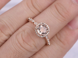 2ct Round Cut Morganite Engagement Ring Diamond Halo Milgrain 14k Rose Gold Over