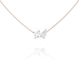 1ct Pear Cut Simulated Diamond Toi Et Moi Pendant Chain 14k White Gold Plated
