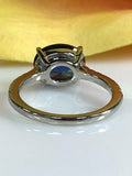 1.3ct Oval Cut Sapphire Accent Solitaire Engagement Ring 14k White Gold Finish