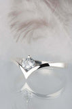 0.5ct Round Cut Diamond Engagement Ring Solitaire Curved 14k White Gold Finish