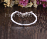 0.2ct Round Cut Moissanite Stackable Curved Wedding Band 14k White Gold Plated